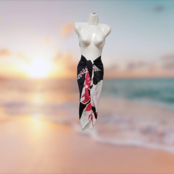 Cover Up Handpainted Cover-up, Halter Strapless Wrap Dress Cotton Batik Coverups - Picture 6 of 6